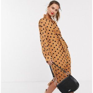 Unique21 front button polka dot pussybow dress